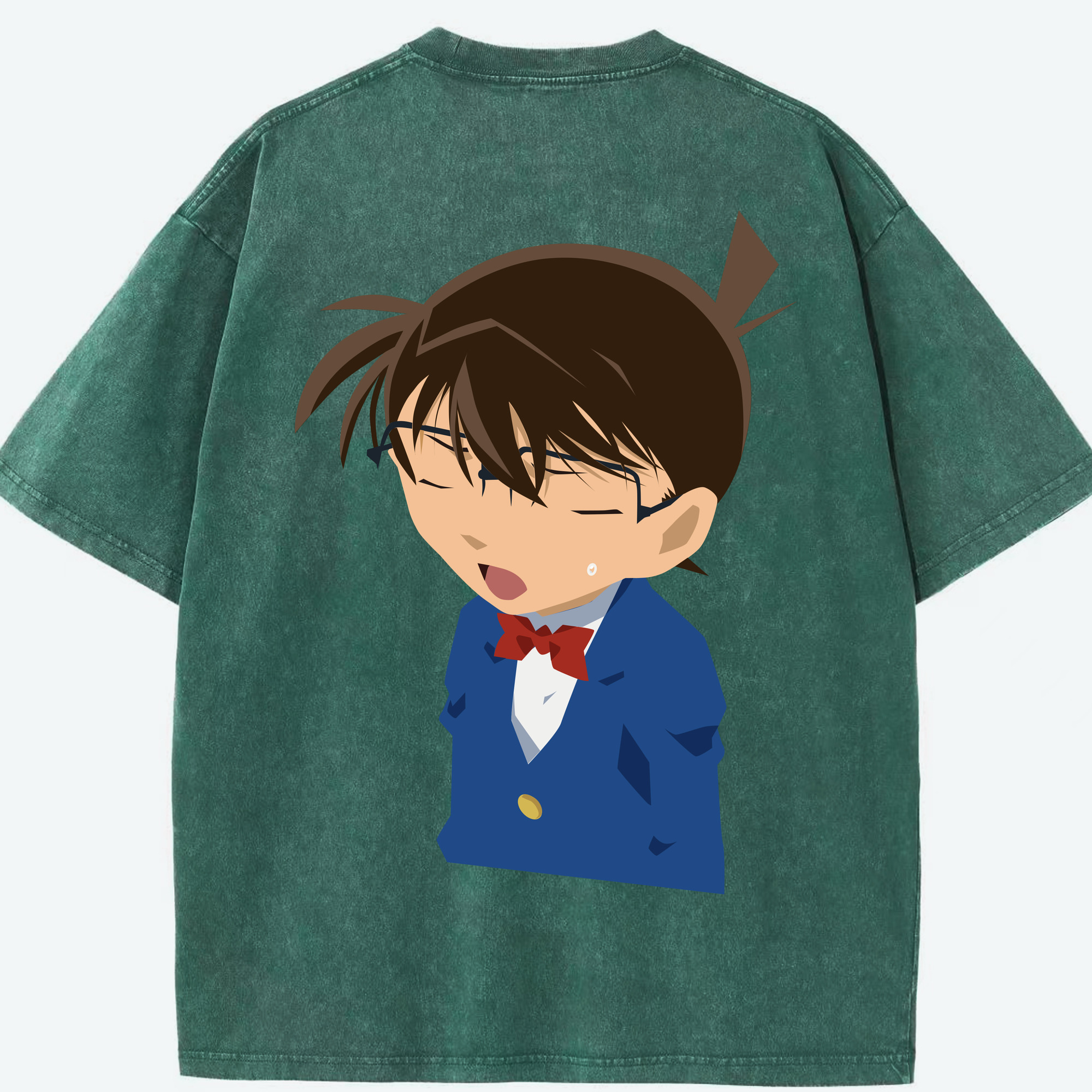 （画像用） 名探偵コナン 江戸川 コナン Detective Conan Conan Edogawa 綿100% ヴィンテージ風 半袖Tシャツ（背面プリント）